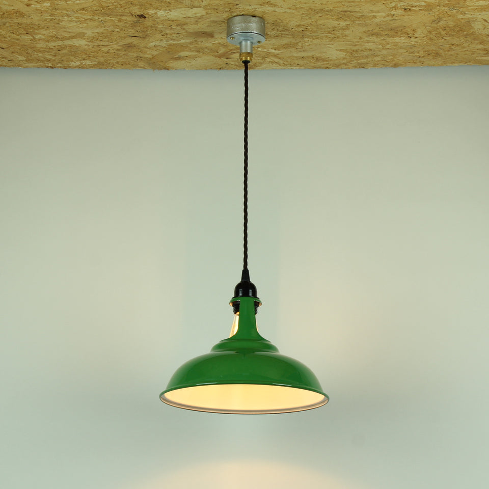 Industrial Style Conduit Pendant Light Fitting  - Green Shade