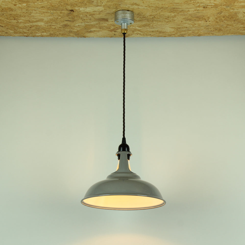 Industrial Style Conduit Pendant Light Fitting  - Grey Shade