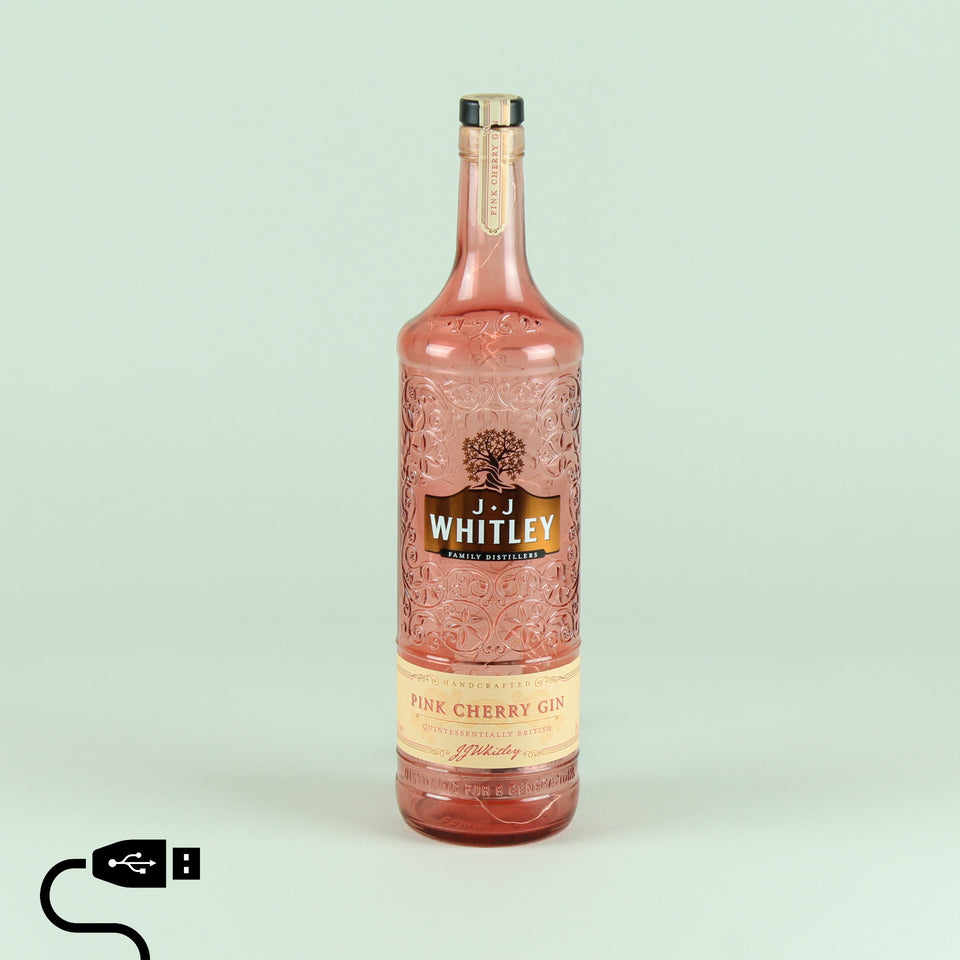 Illuminated J.J Whitley Pink Cherry Gin Bottle - Warm White