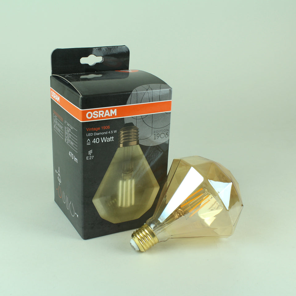 OSRAM Vintage 1906 LED Filament Diamond Bulb - 4.5W E27 Comfort Warm