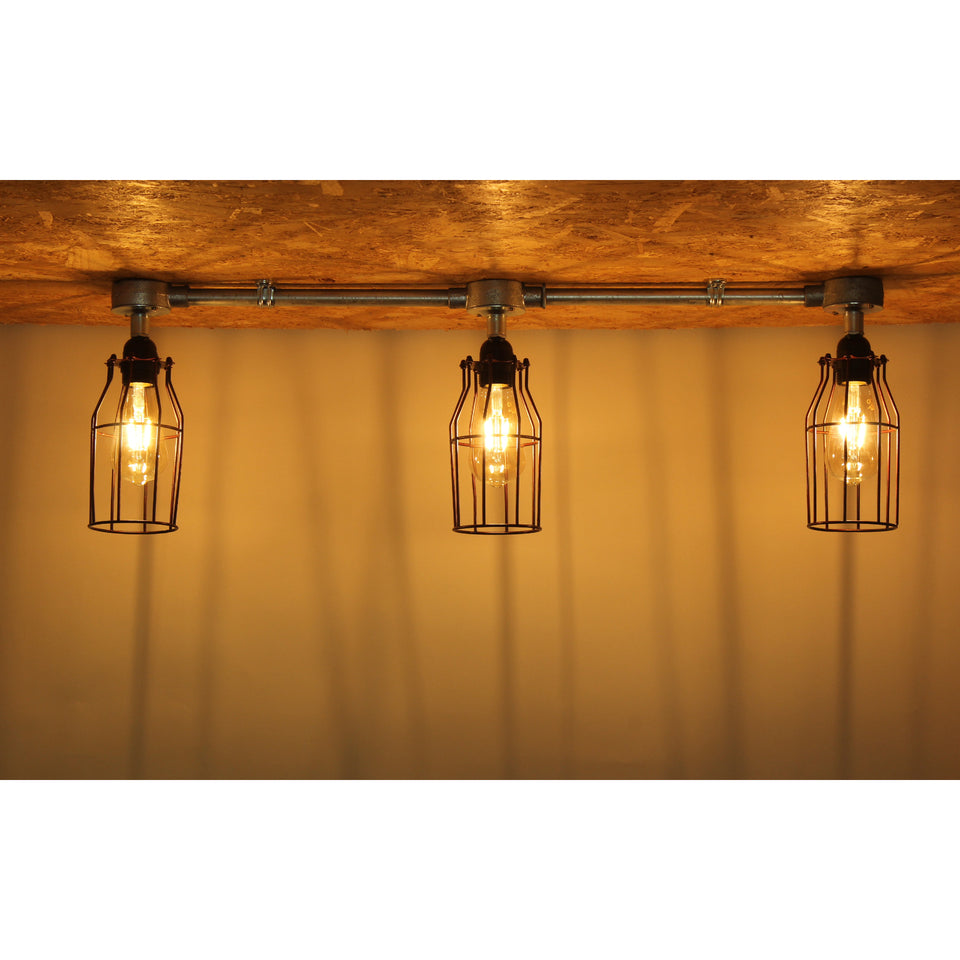 E27 conduit light fitting with wire shades