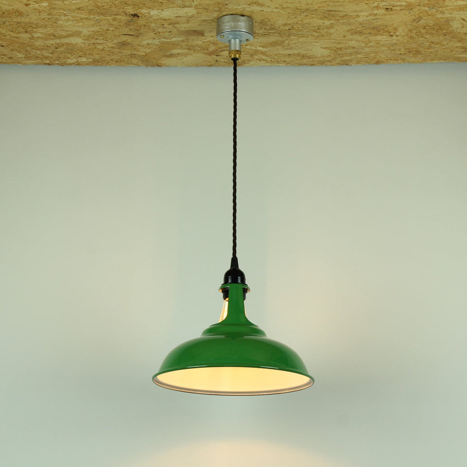 Industrial Style Conduit Pendant Light Fitting  - Green Shade