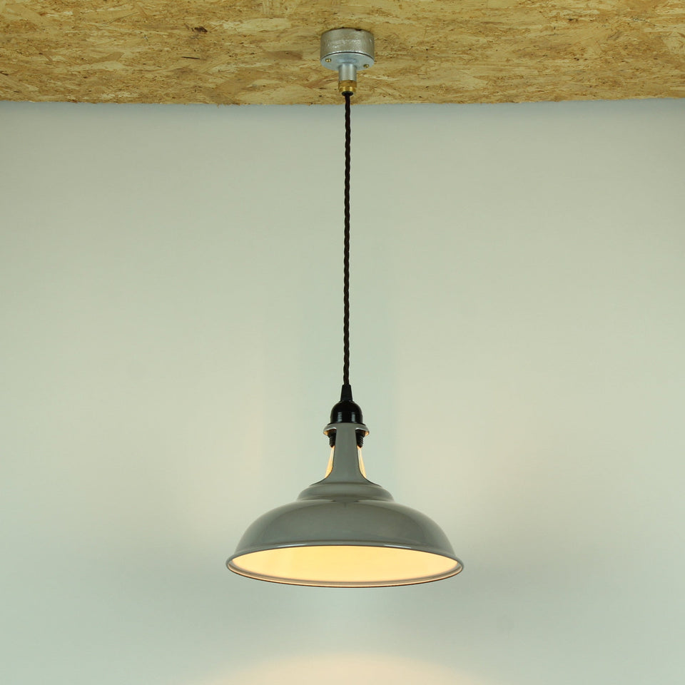 Industrial Style Conduit Pendant Light Fitting  - Grey Shade