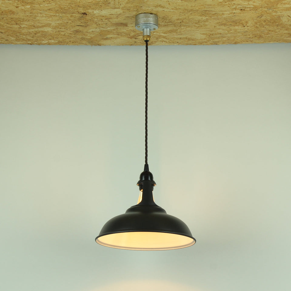 Industrial Style Conduit Pendant Light Fitting  - Matt Black Shade