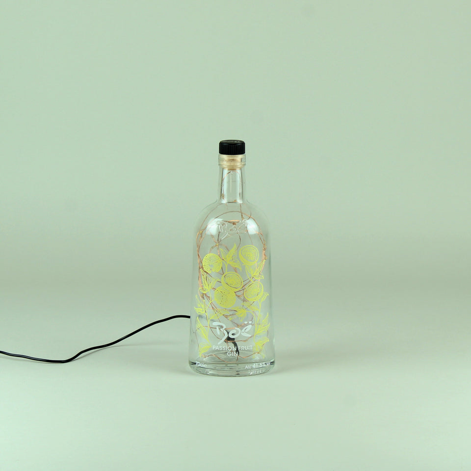 Illuminated Boe Passion Fruit Gin Bottle