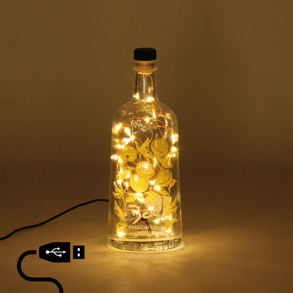 Illuminated Boe Passion Fruit Gin Bottle