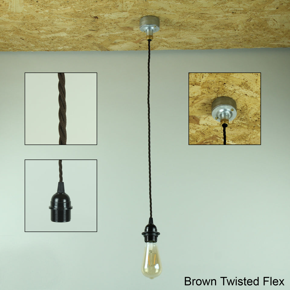 Conduit Pendant Light Fitting Twisted Brown