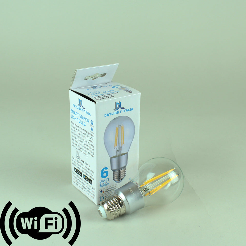 Daylight Smart Wifi LED Filament Edison Bulb - 6W E27 Warm White
