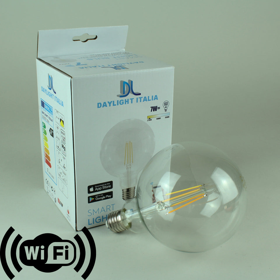 Daylight Smart Wifi LED Filament Globe G125 Bulb - 6W E27 Warm White