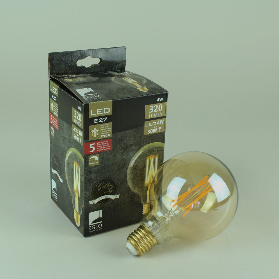 EGLO Golden Age LED Filament G95 Bulb - 4W E27 Extra Warm White