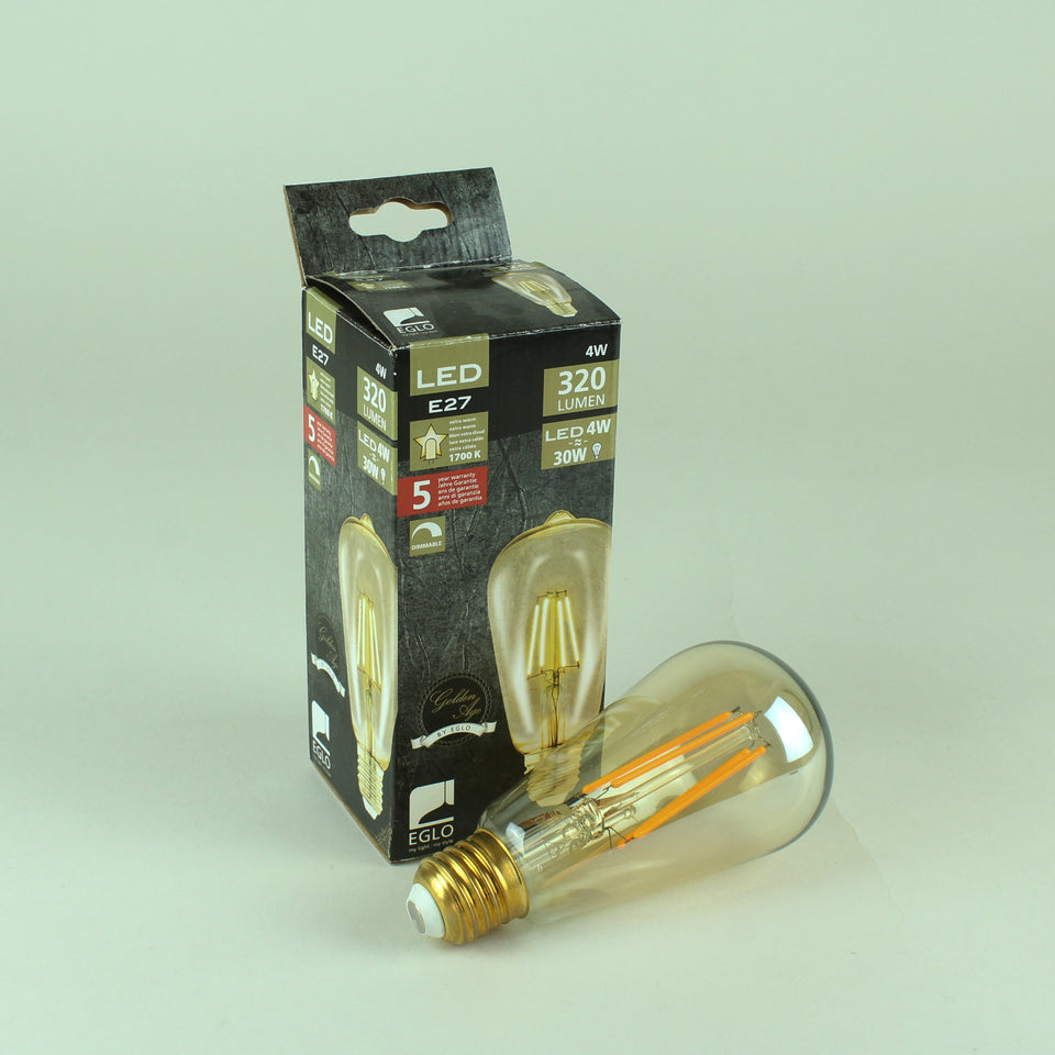 EGLO Golden Age LED Filament Edison Bulb - 4W E27 Extra Warm White