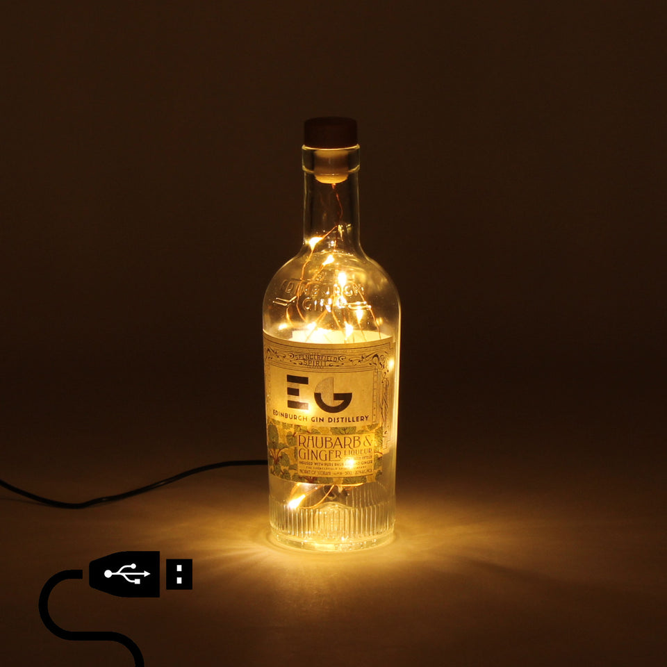Illuminated Edinburgh Gin Rhubarb & Ginger Gin Bottle