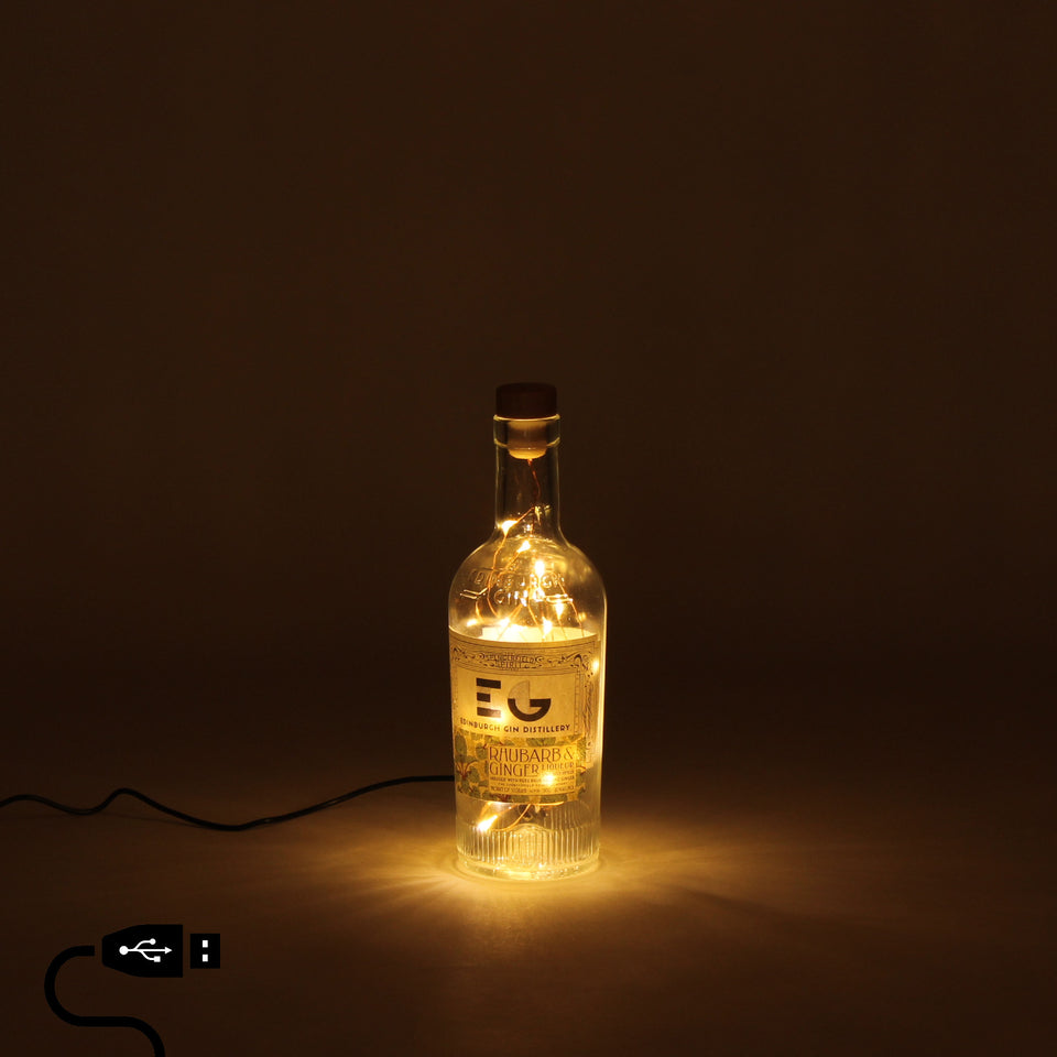 Illuminated Edinburgh Gin Rhubarb & Ginger Gin Bottle