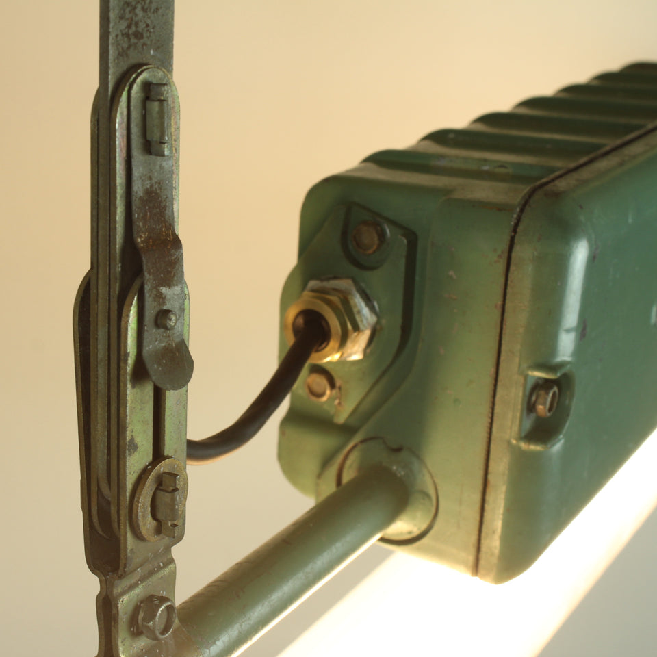 Salvage Industrial florescent light fitting - gland detail