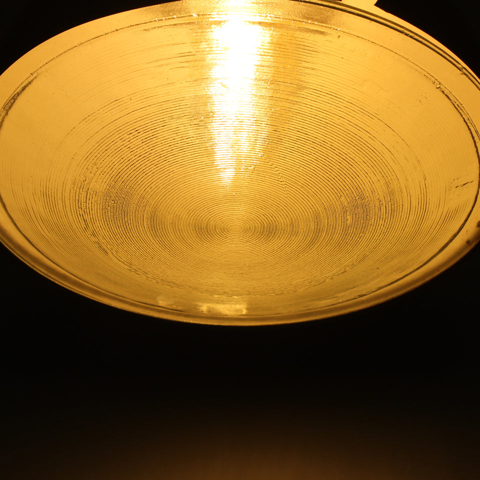 Green Enamel Factory Reclaimed Light Fitting with lens - Lens detail