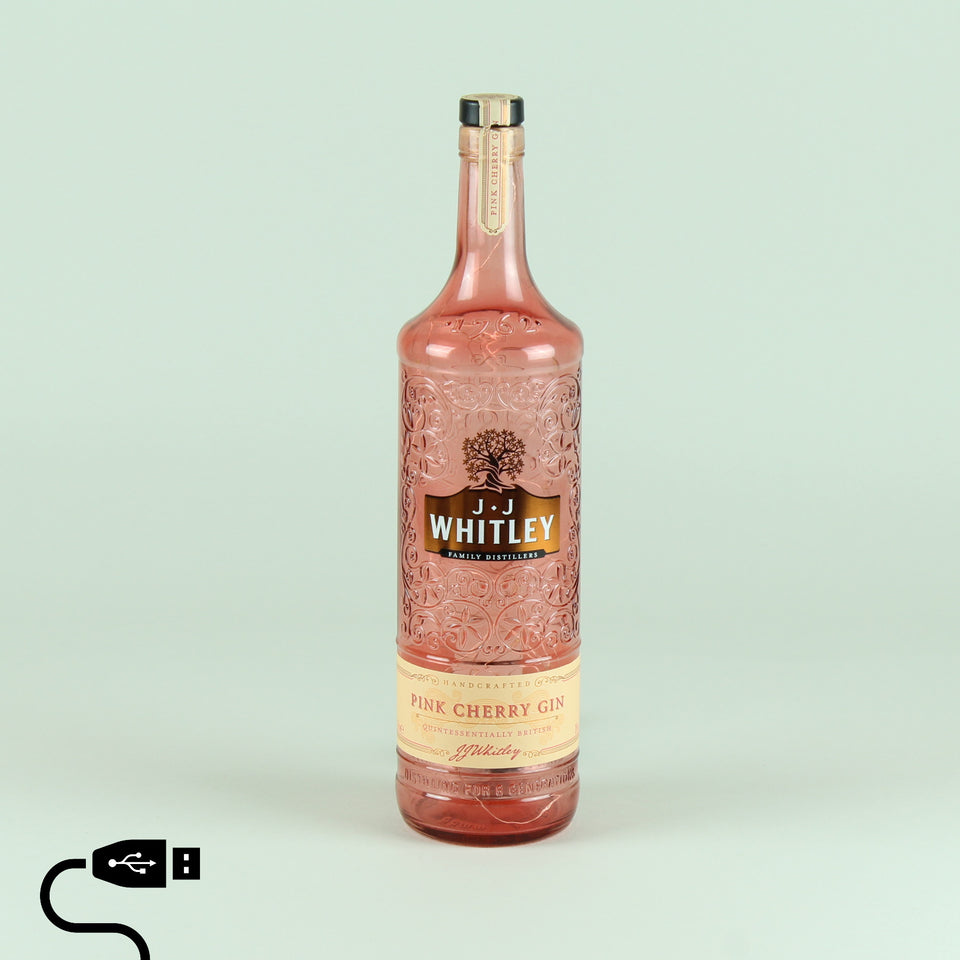 Illuminated J.J Whitley Pink Cherry Gin Bottle - Warm White