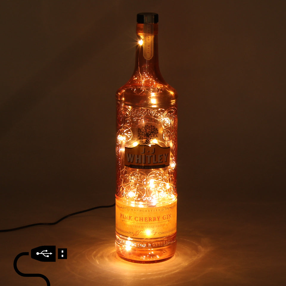 Illuminated J.J Whitley Pink Cherry Gin Bottle - Warm White