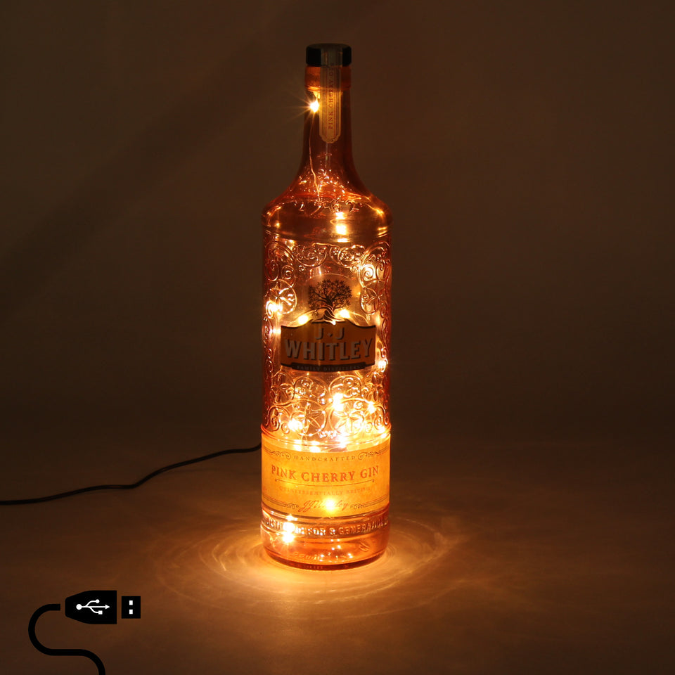 Illuminated J.J Whitley Pink Cherry Gin Bottle - Warm White