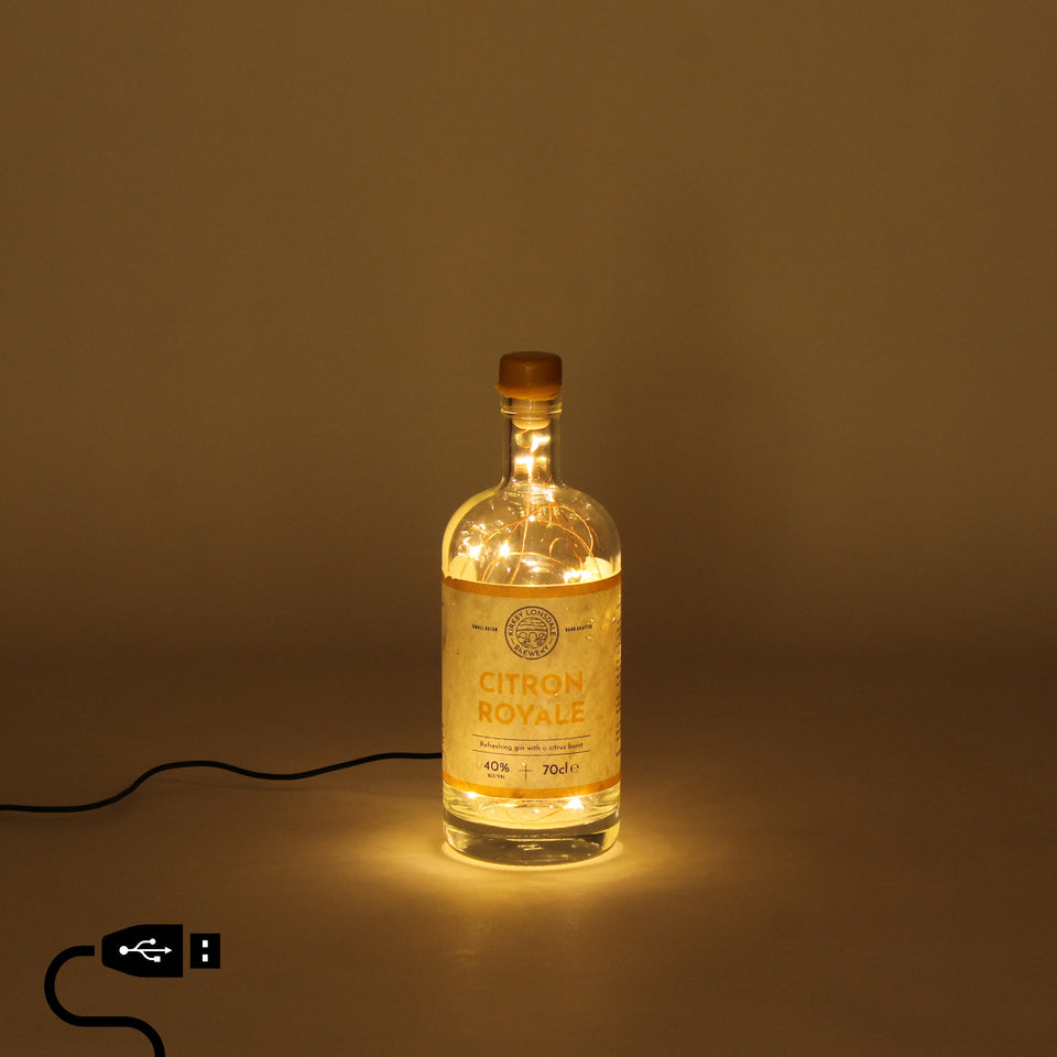 Illuminated Kirkby Lonsdale Citron Royale Gin Bottle