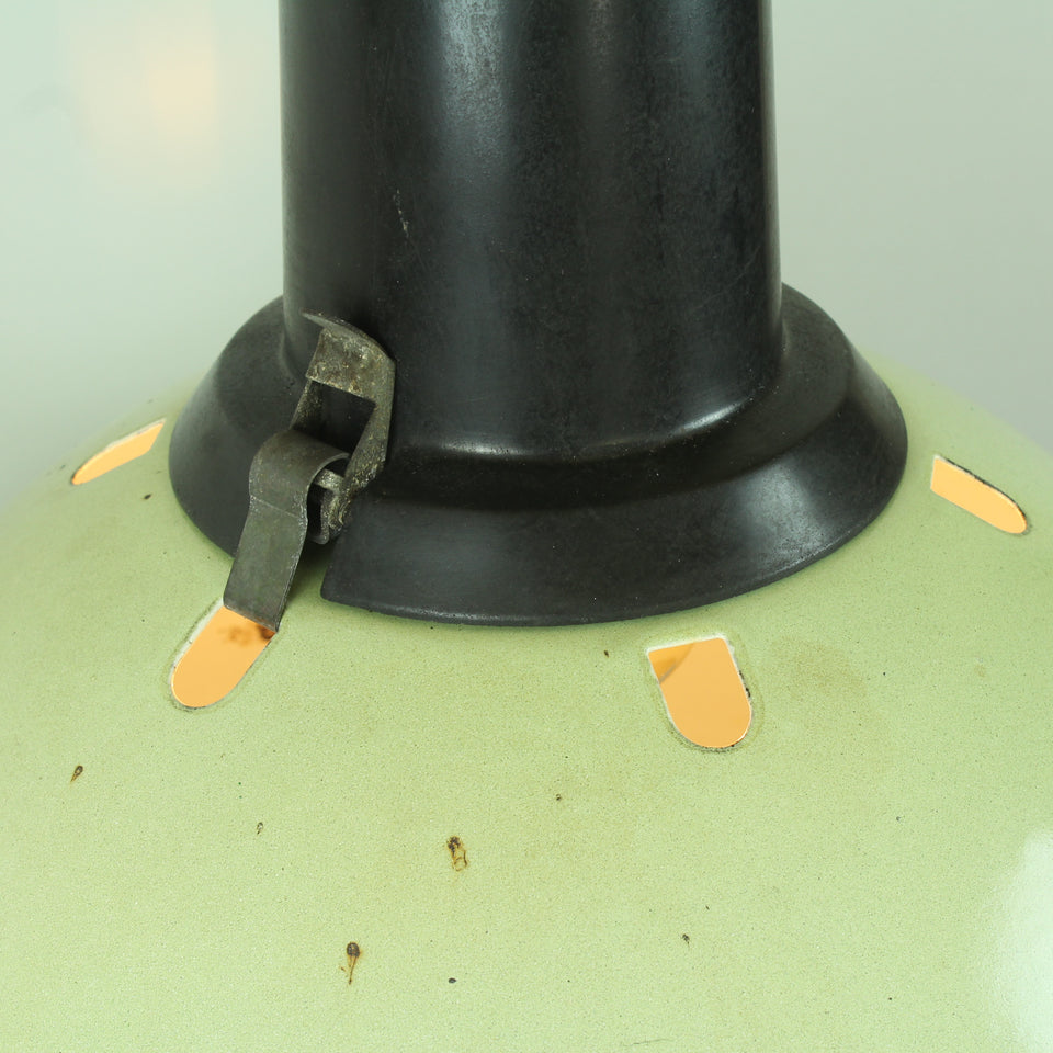 Large factory reclaimed enamel shade, Light Green - lamp housing detail