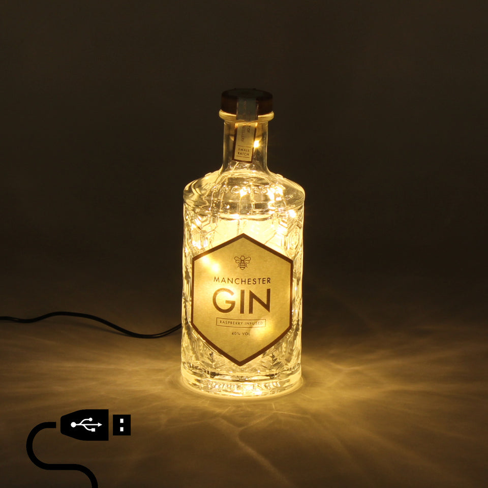 Illuminated Manchester Gin Bottle