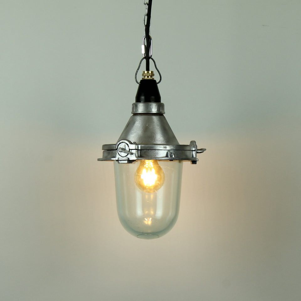 Salvage Industrial Light fitting - Glass dome  and alumnium