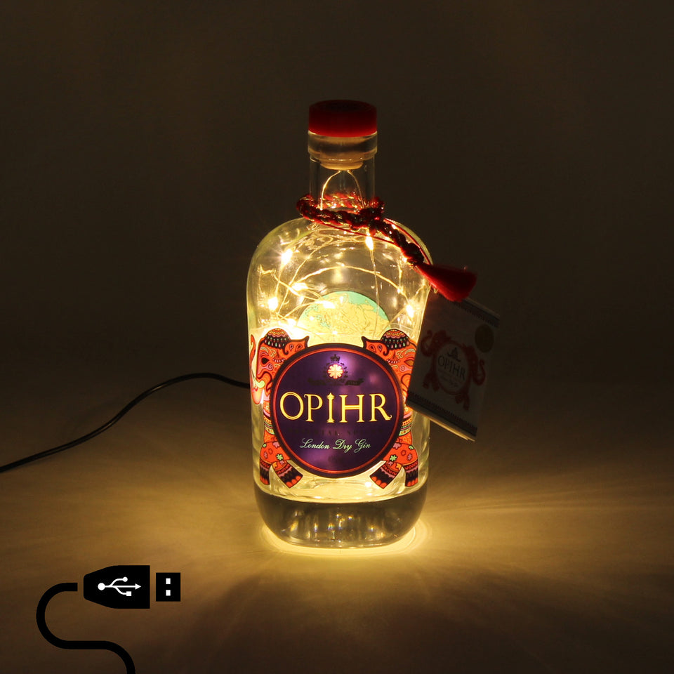 Illuminated OPIHR Spiced Gin Bottle