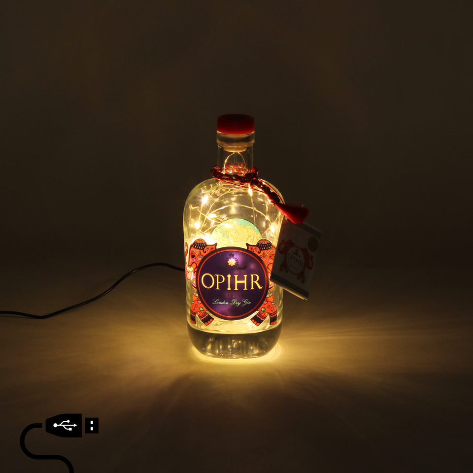 Illuminated OPIHR Spiced Gin Bottle