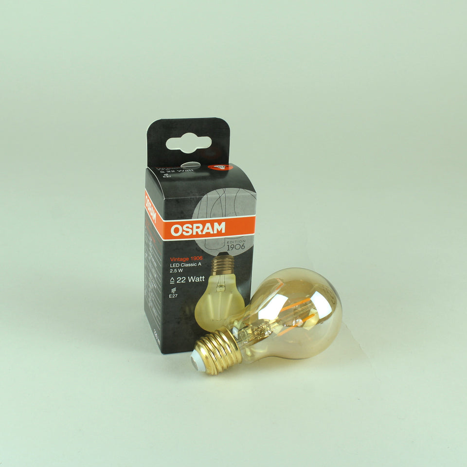 OSRAM Vintage 1906 LED Filament Classic A Bulb - 2.5W E27 Comfort Warm