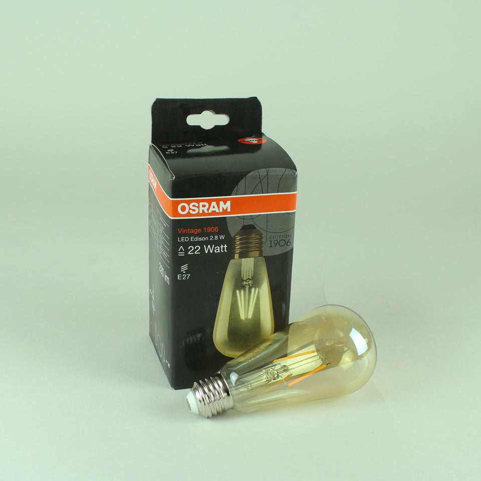 OSRAM Vintage 1906 LED Filament Edison Bulb - 2.8W E27 Comfort Warm