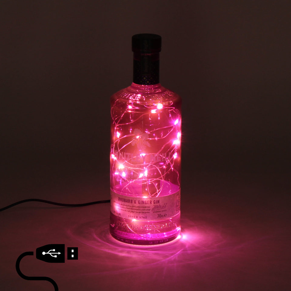 Illuminated Whitley Neill Rhubarb & Ginger Gin Bottle