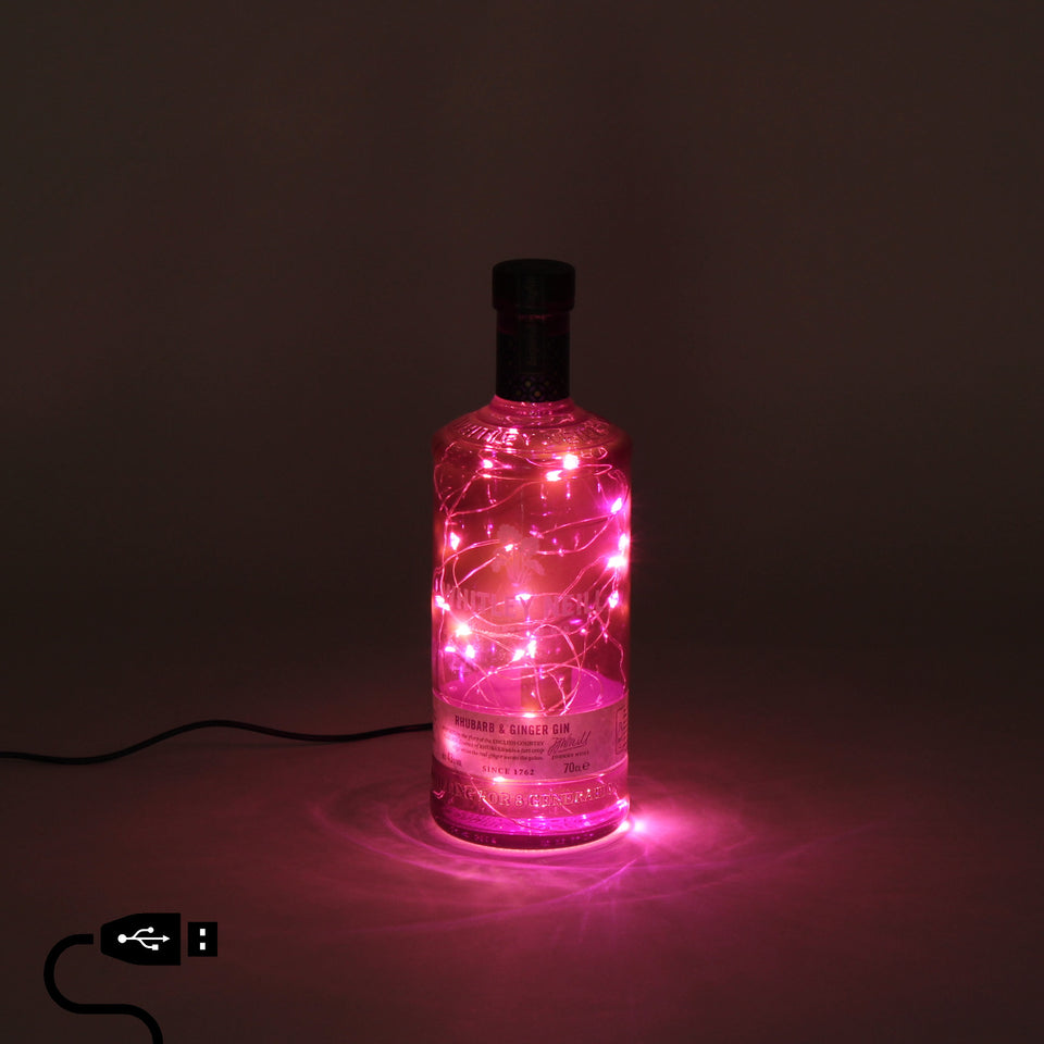 Illuminated Whitley Neill Rhubarb & Ginger Gin Bottle